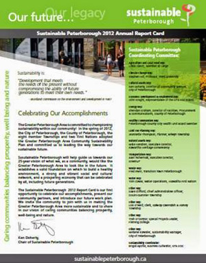 Cover of the Sustainable Peterborough 2012 Annual Report Card document